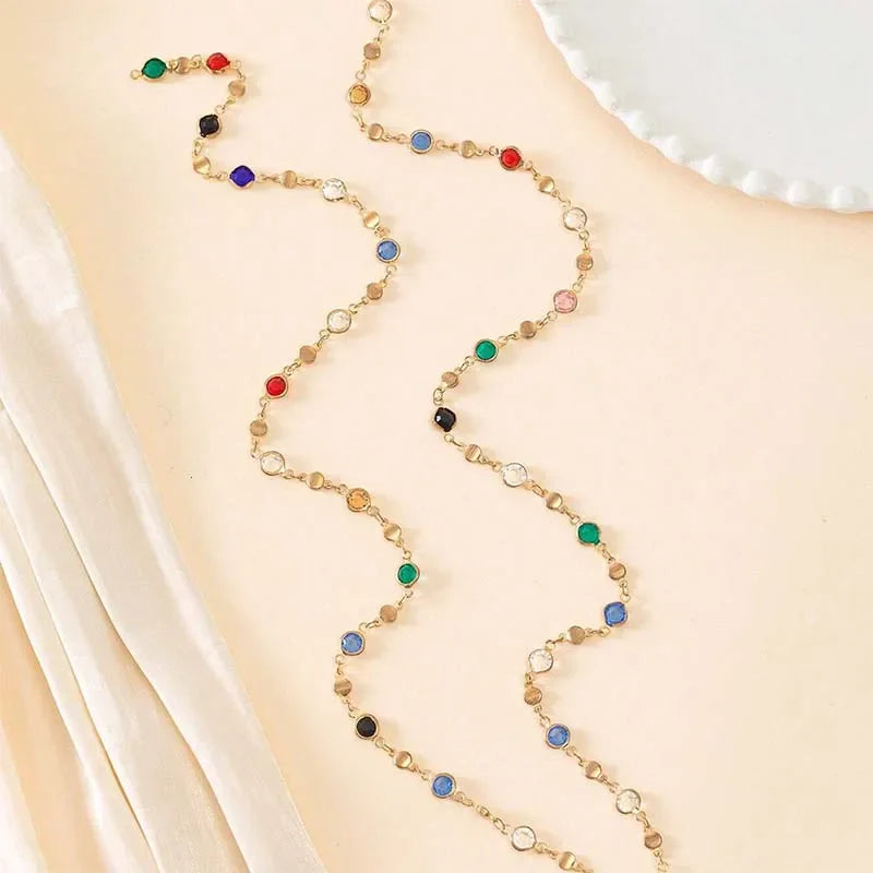 Colorful Crystal Tassel Choker