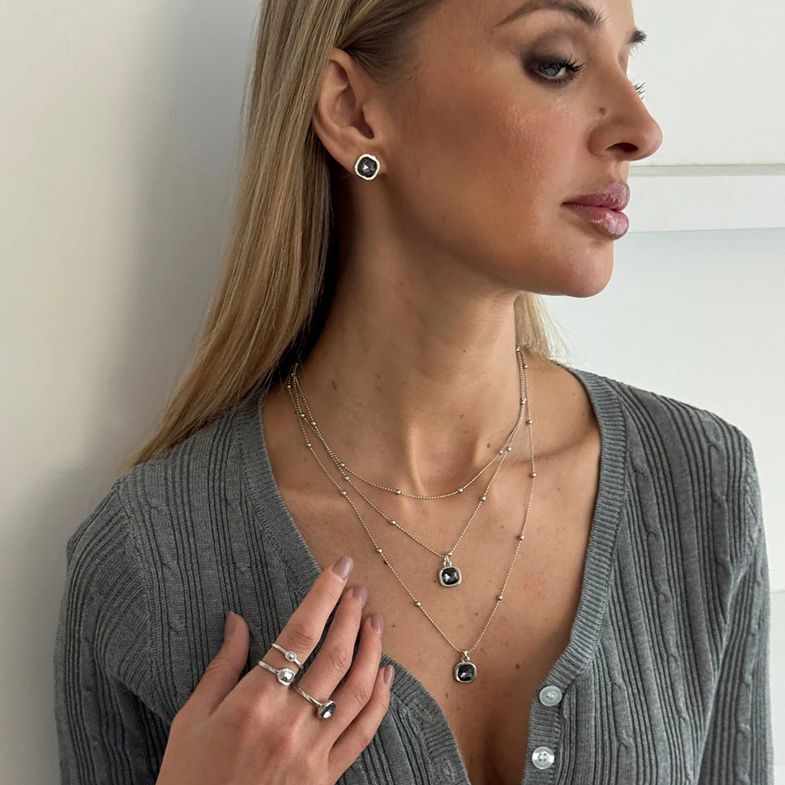Rhinestone Pendant Jewelry Set Women