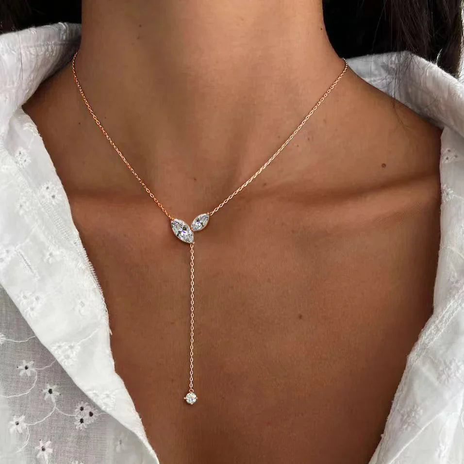 Marquise Cut Pendant Tassel Necklace