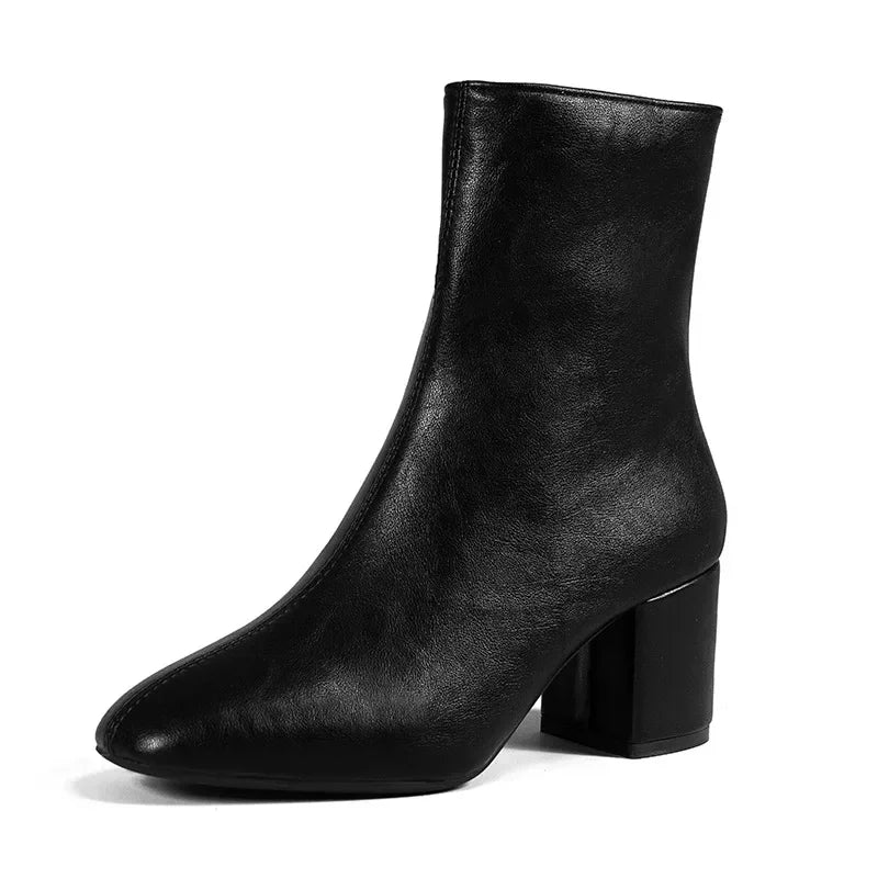White Zipper Ankle Boots Women