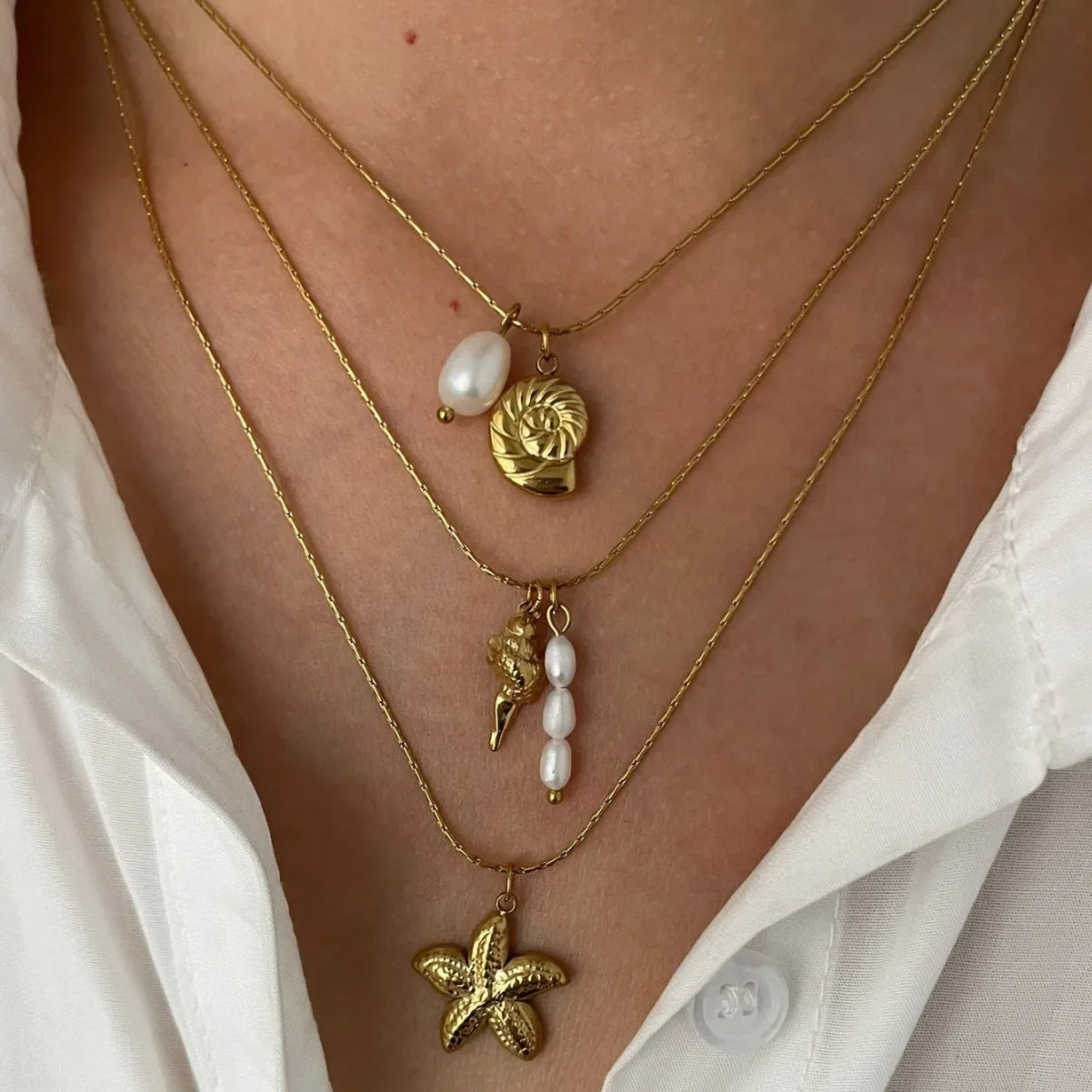 Starfish Shell Pendant Necklace