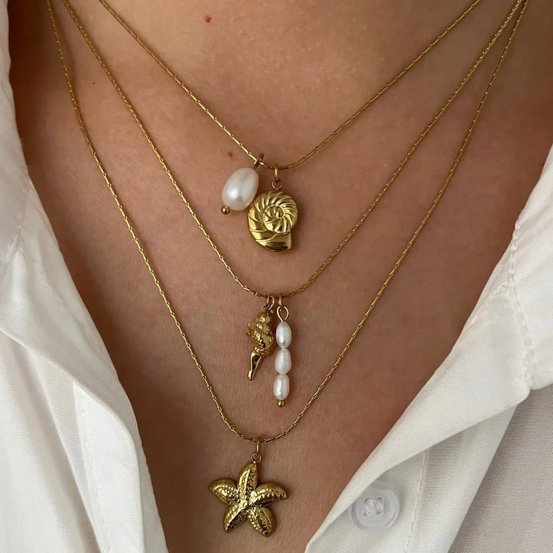 Starfish Shell Pendant Necklace