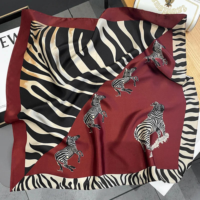 Zebra Print Silk Winter Scarf