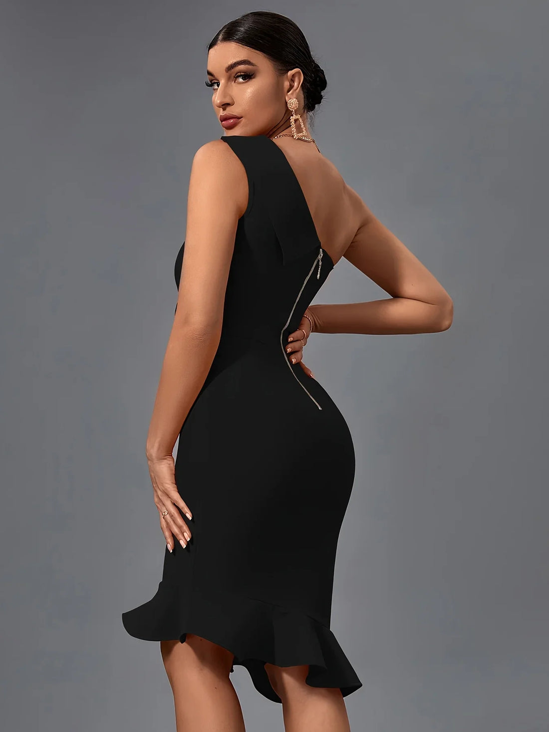 One Shoulder Bodycon Midi Dress
