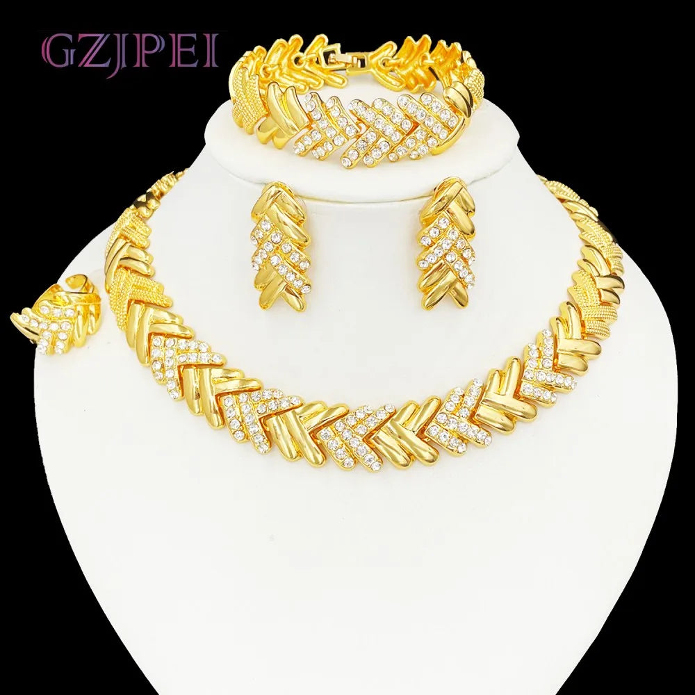 Gold Plated Crystal Jewelry Set
