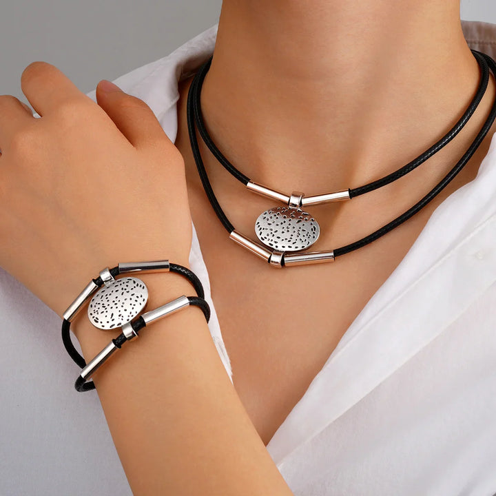 Vintage Chain Necklace Bracelet Set