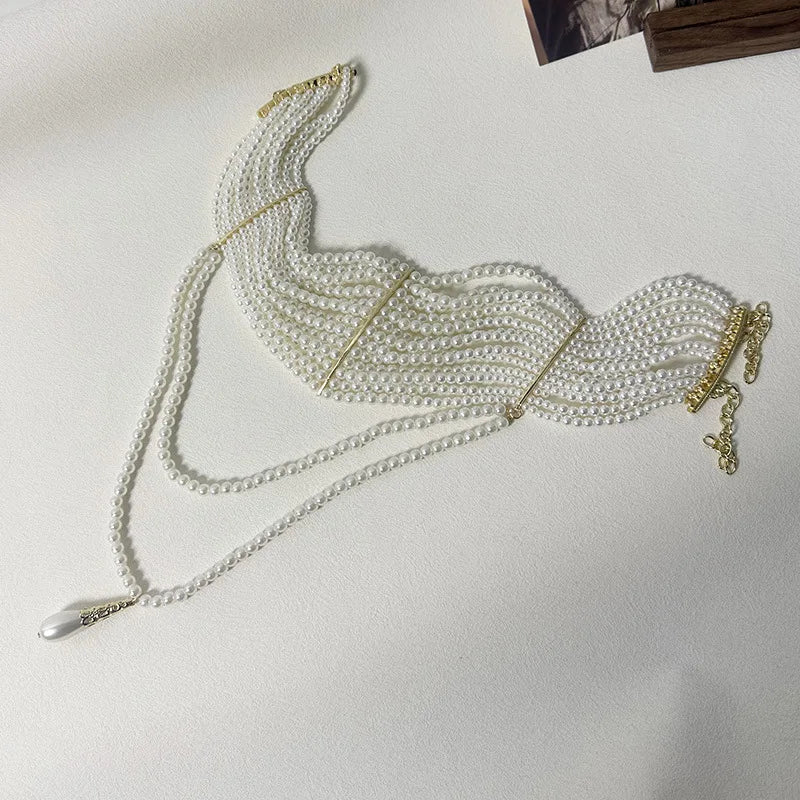 Pearl Fringe Choker Necklace