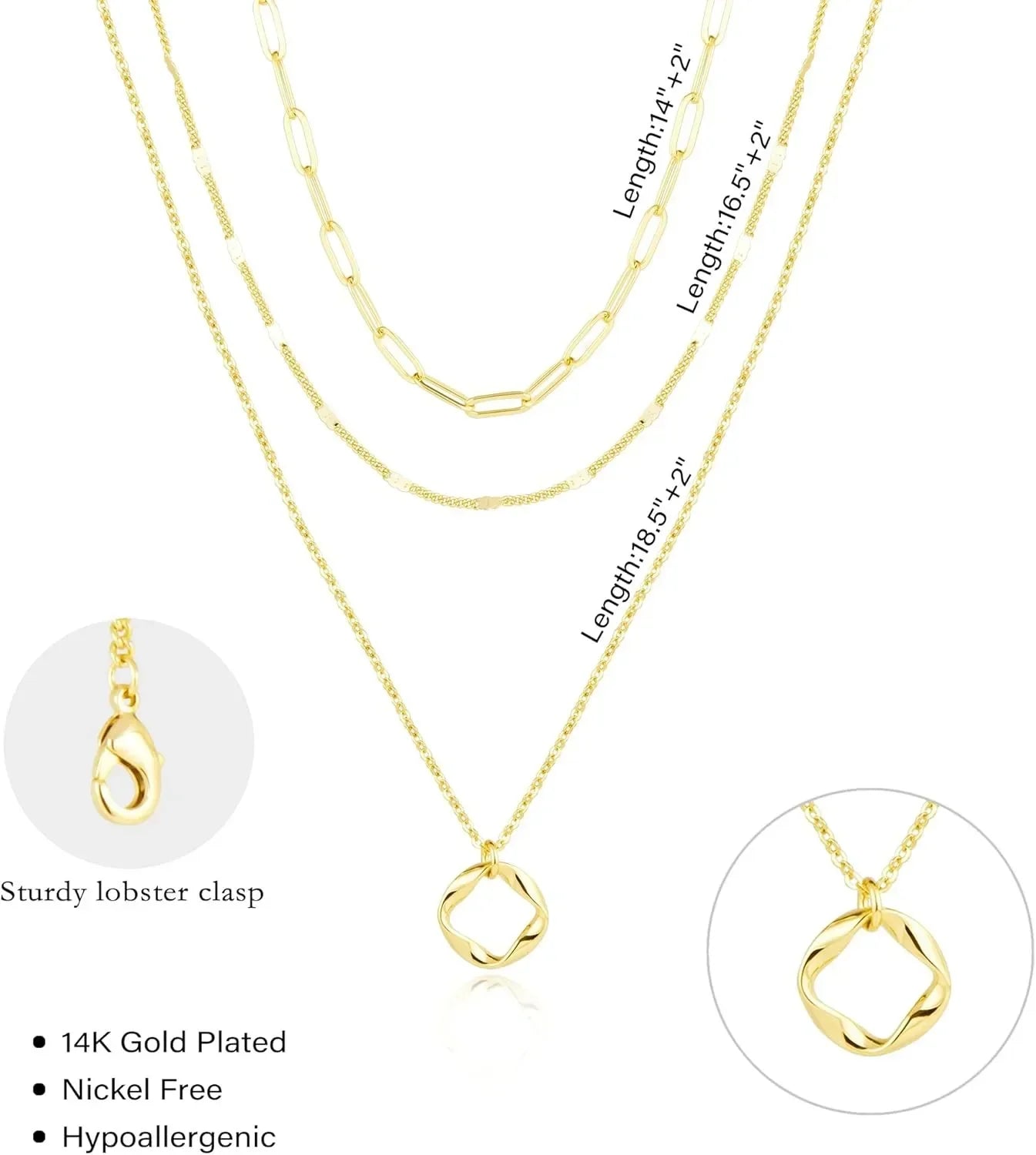 Layered Chain Pendant Necklace Set