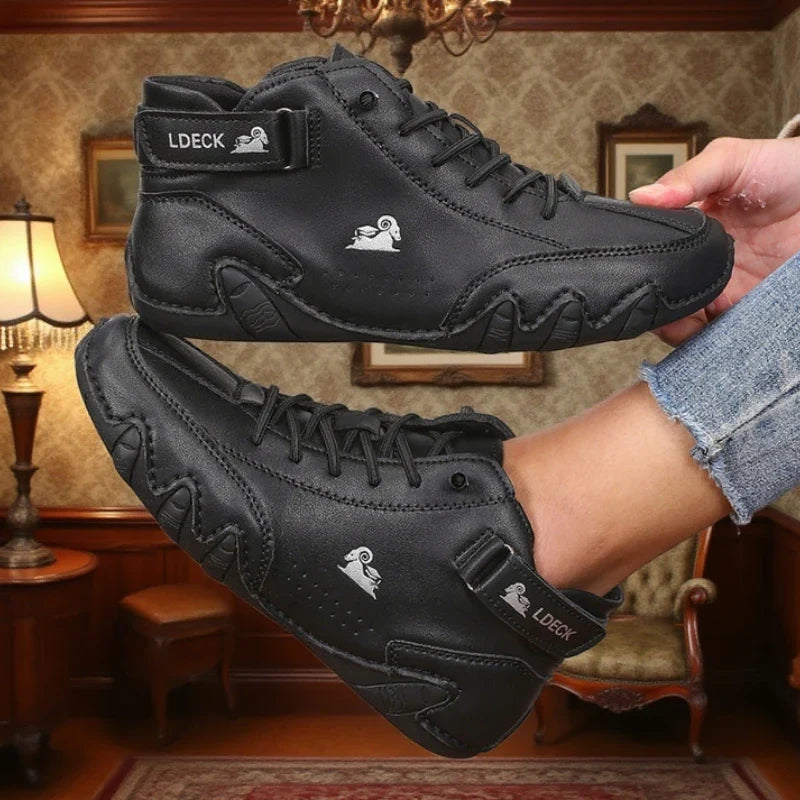 Leather High Top Ankle Boots