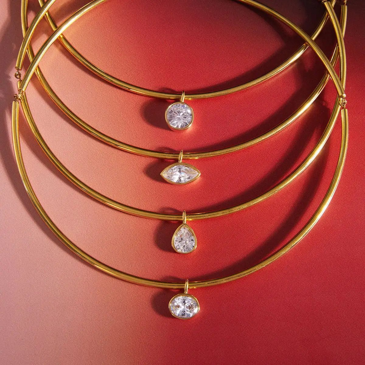 Geometric Zircon Gold Choker