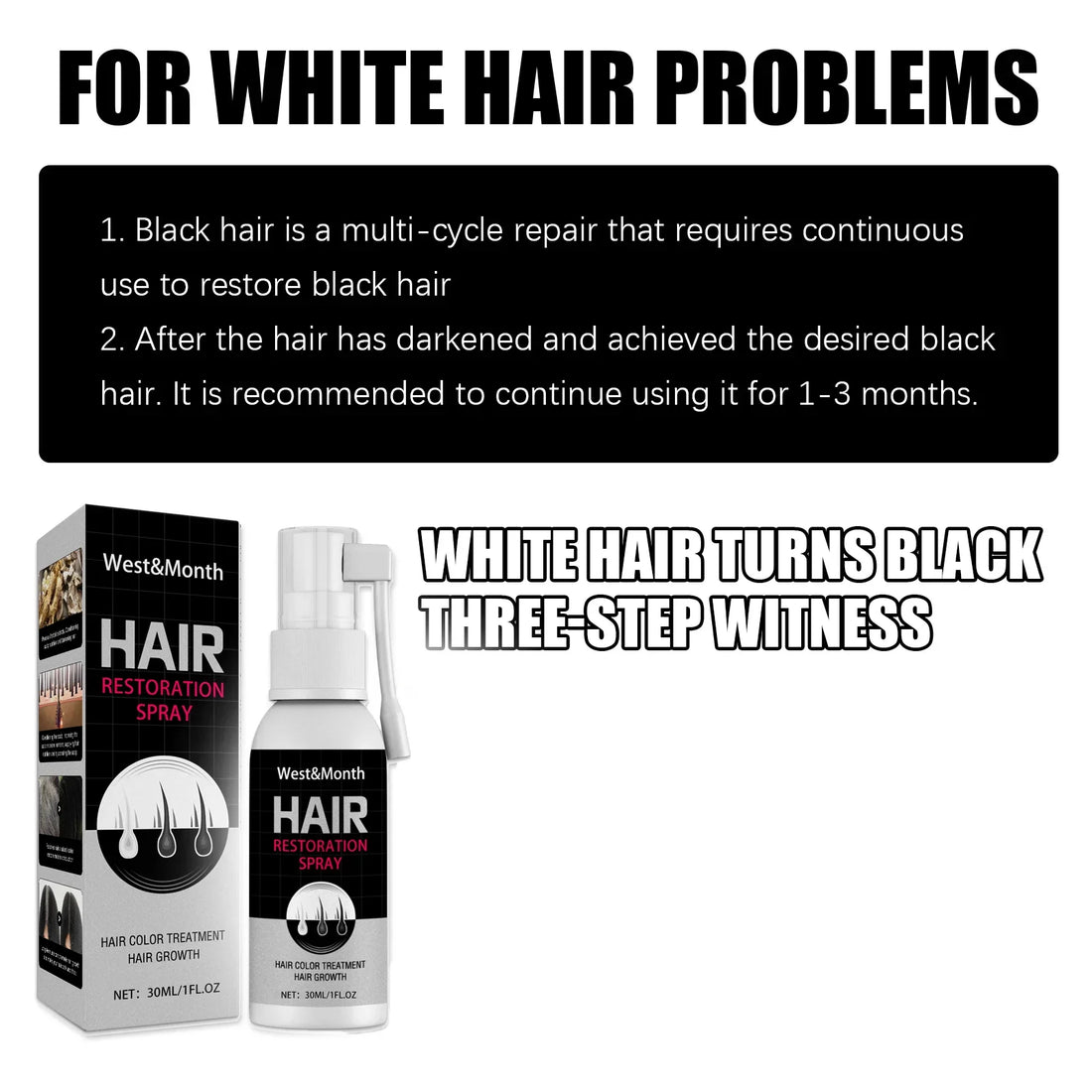 Black Hair Color Restoring Spray