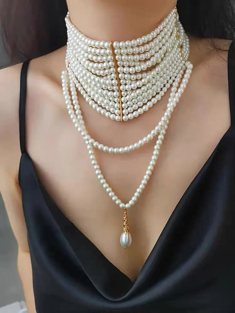 Pearl Fringe Choker Necklace