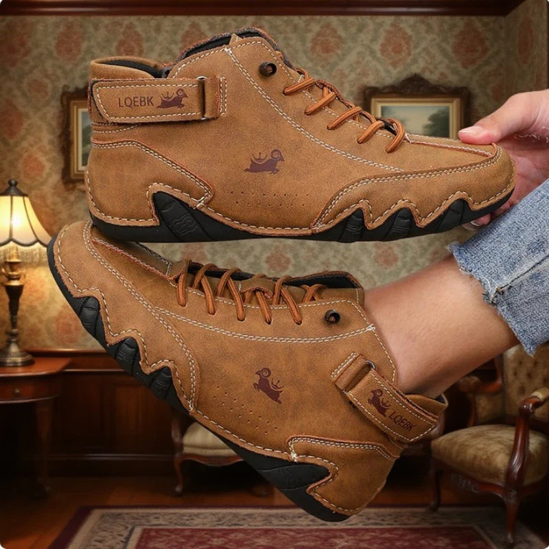 Leather High Top Ankle Boots