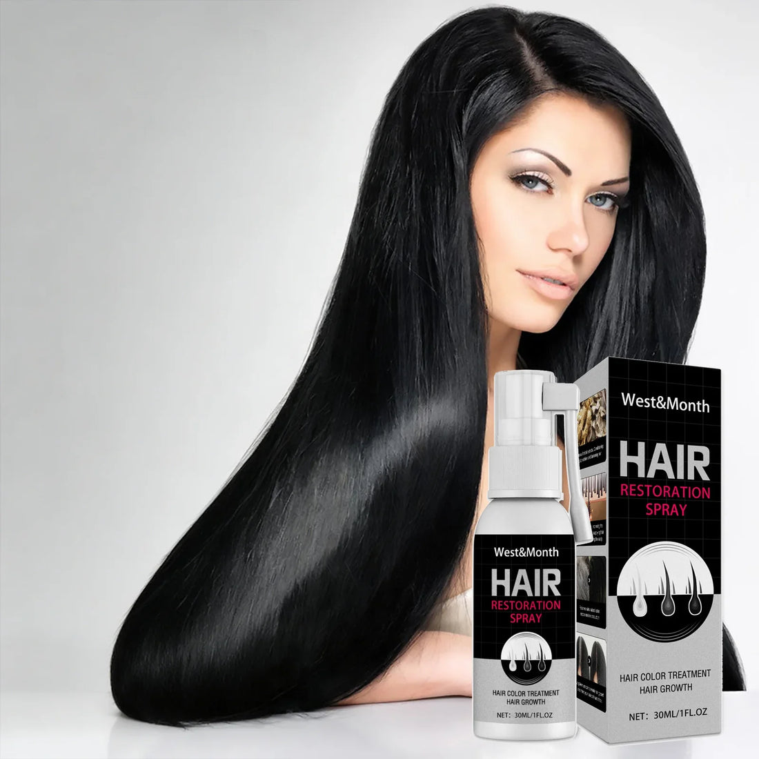Black Hair Color Restoring Spray