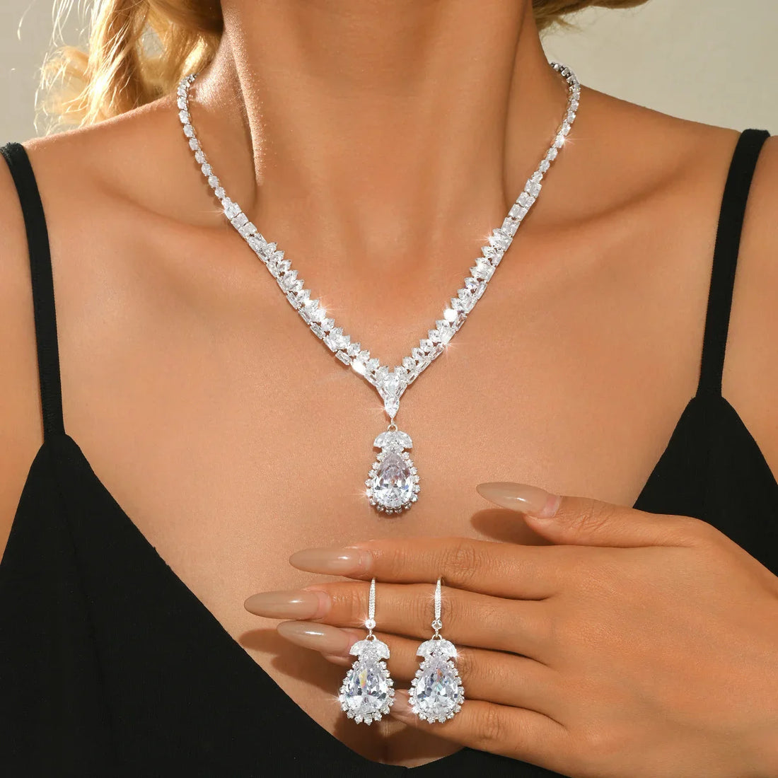 Water Drop Zircon Jewelry Set