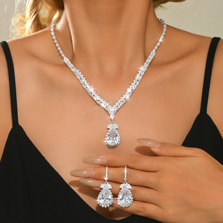 Water Drop Zircon Jewelry Set