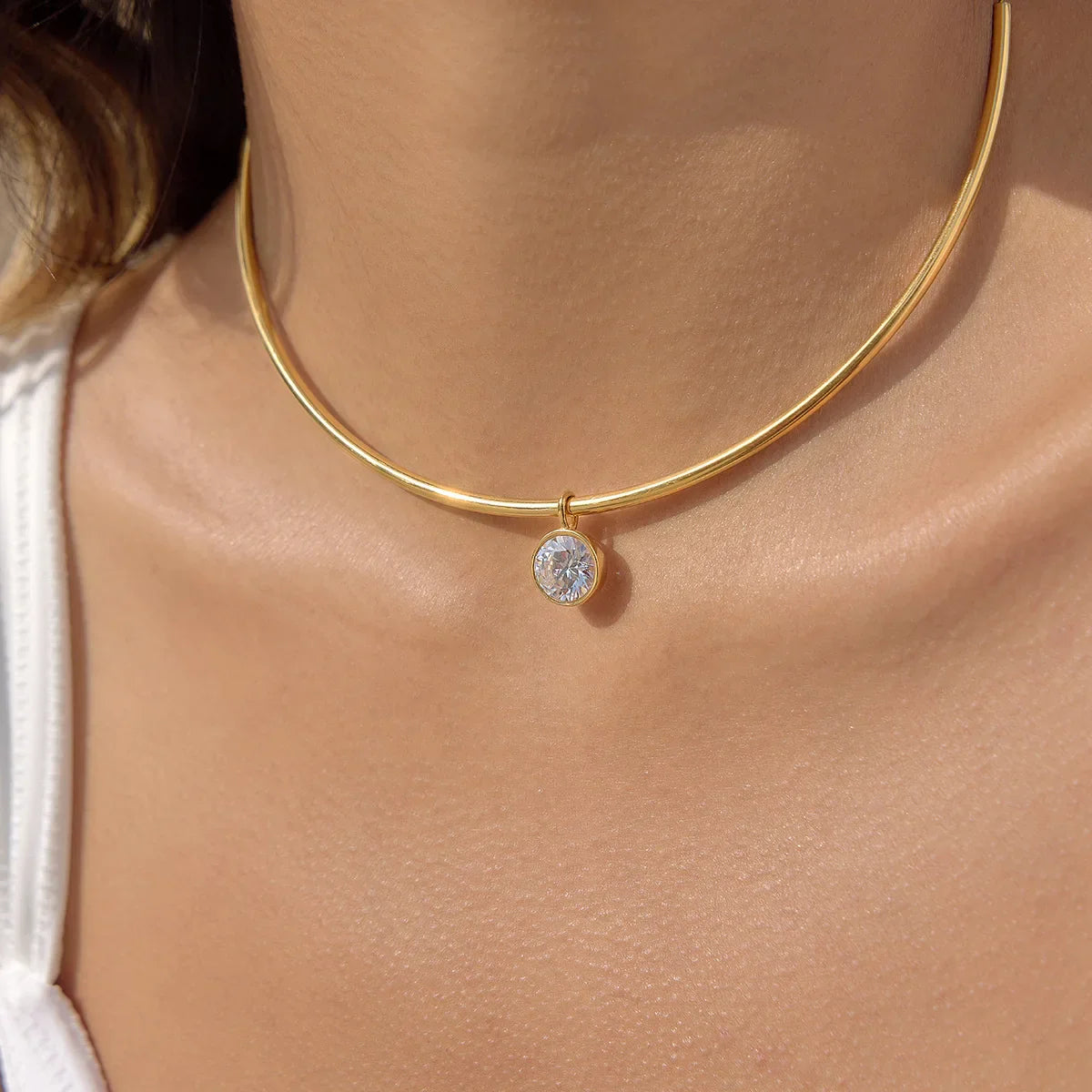 Geometric Zircon Gold Choker