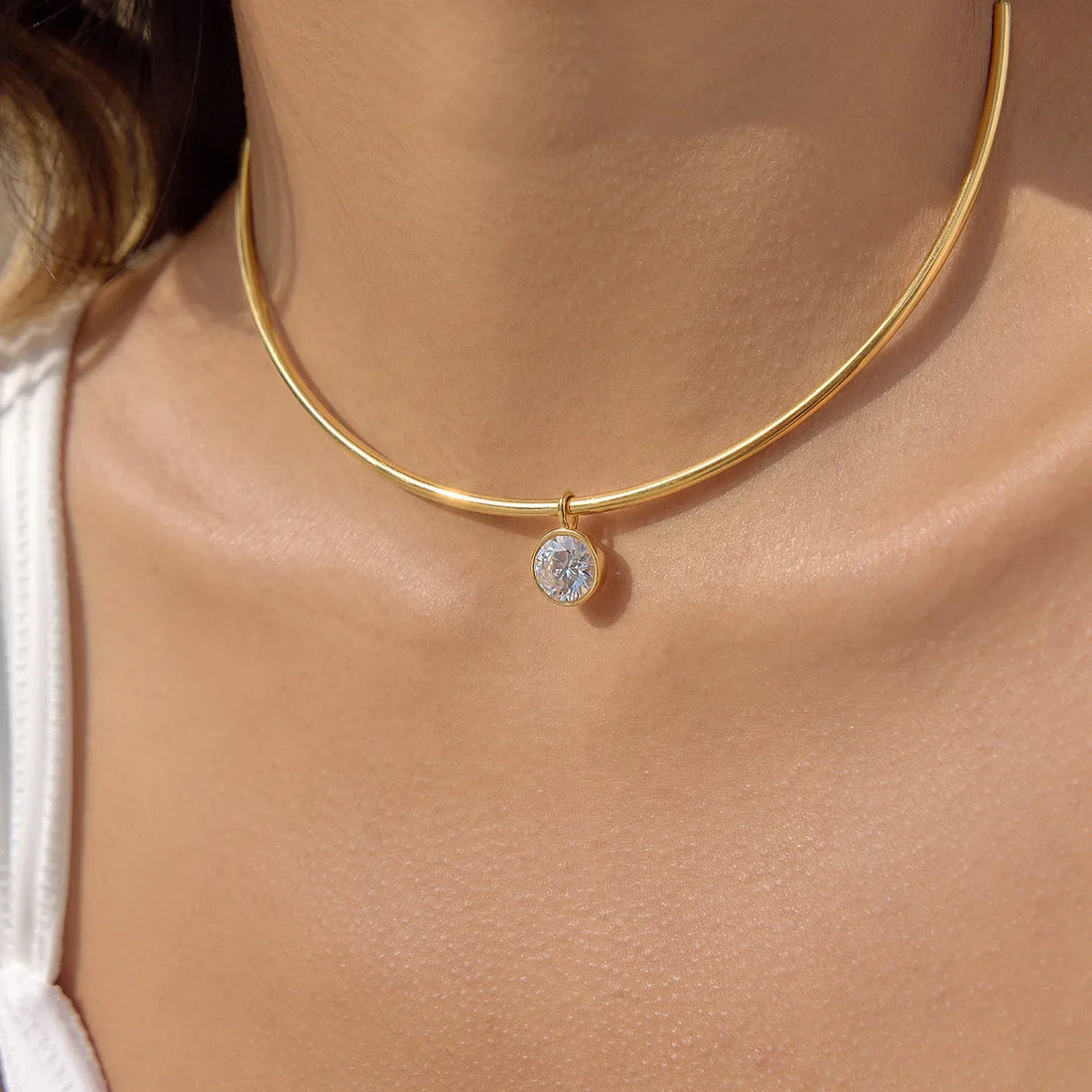 Geometric Zircon Gold Choker