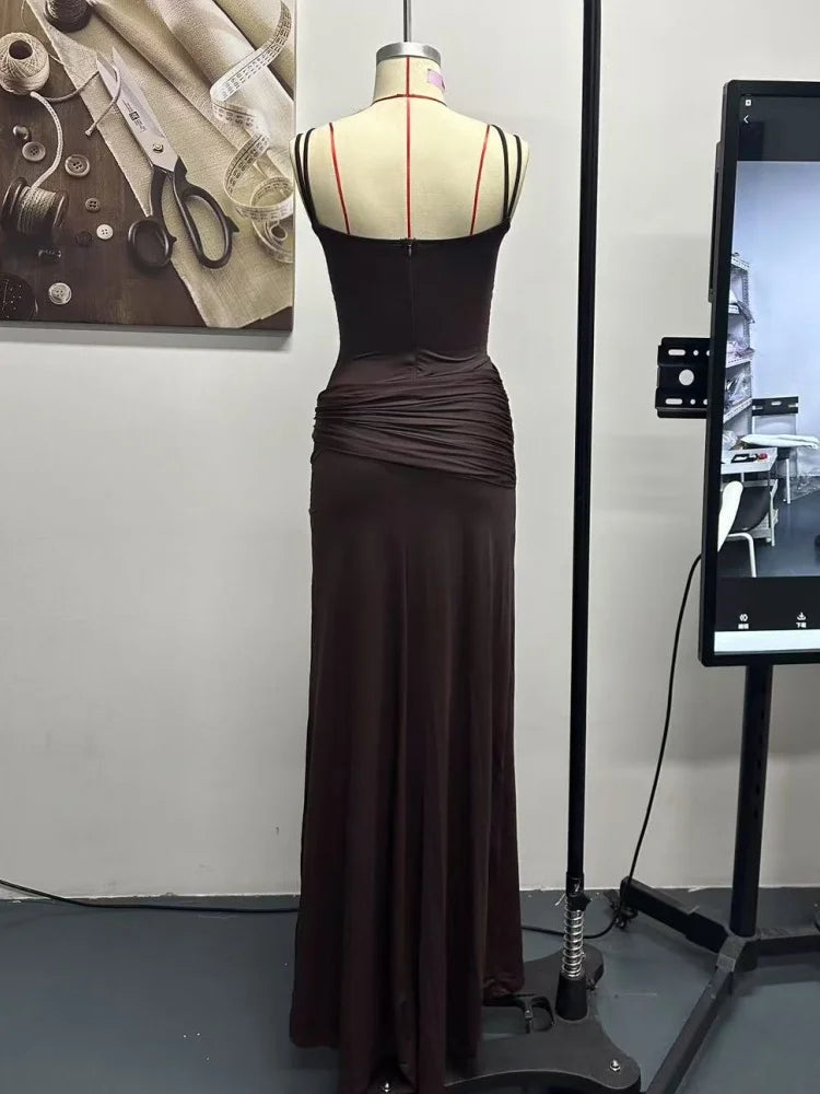 Draped High Slit Formal Dress