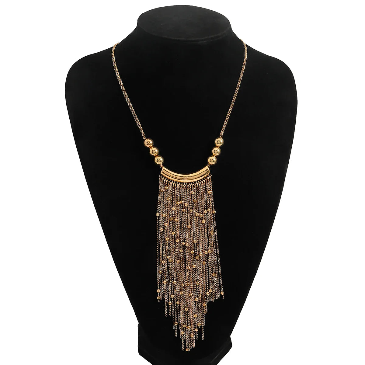 Beaded Tassel Statement Necklace