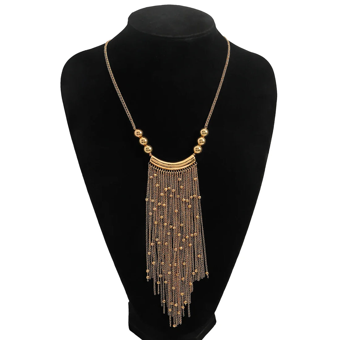 Beaded Tassel Statement Necklace