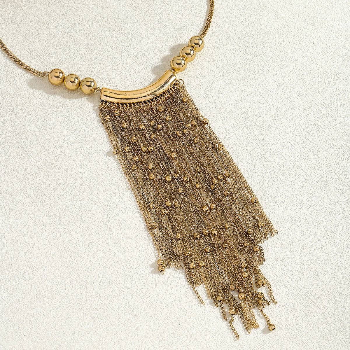 Beaded Tassel Statement Necklace