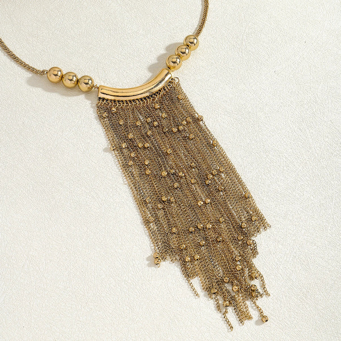 Beaded Tassel Statement Necklace