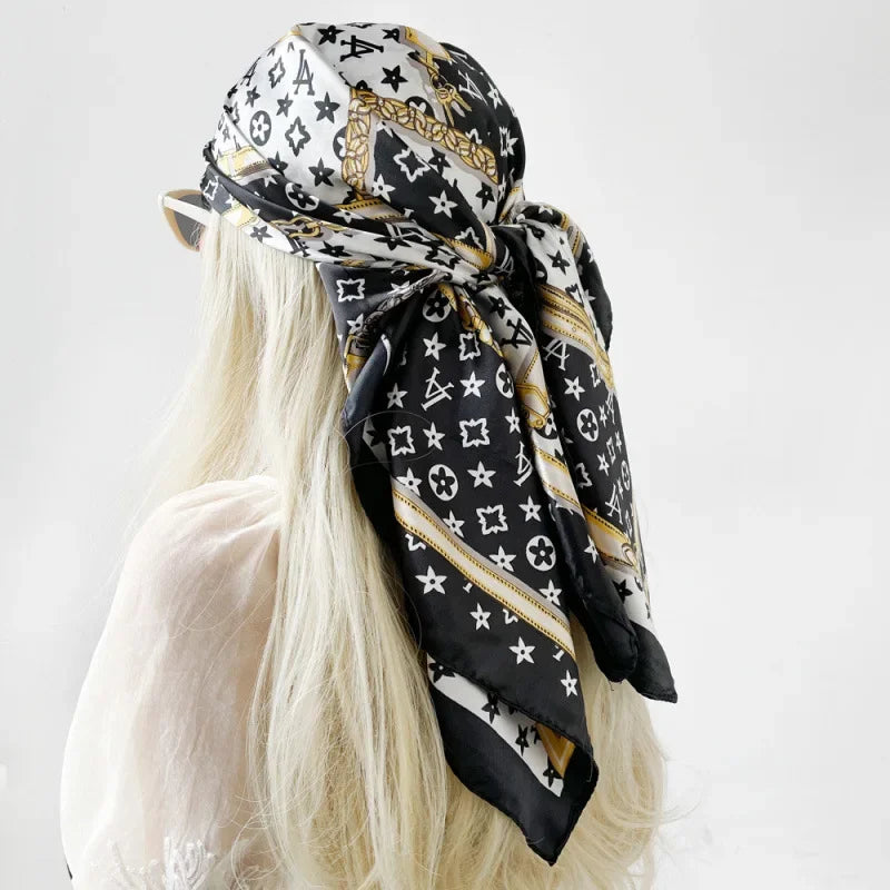 Large Square Silk Head Scarf