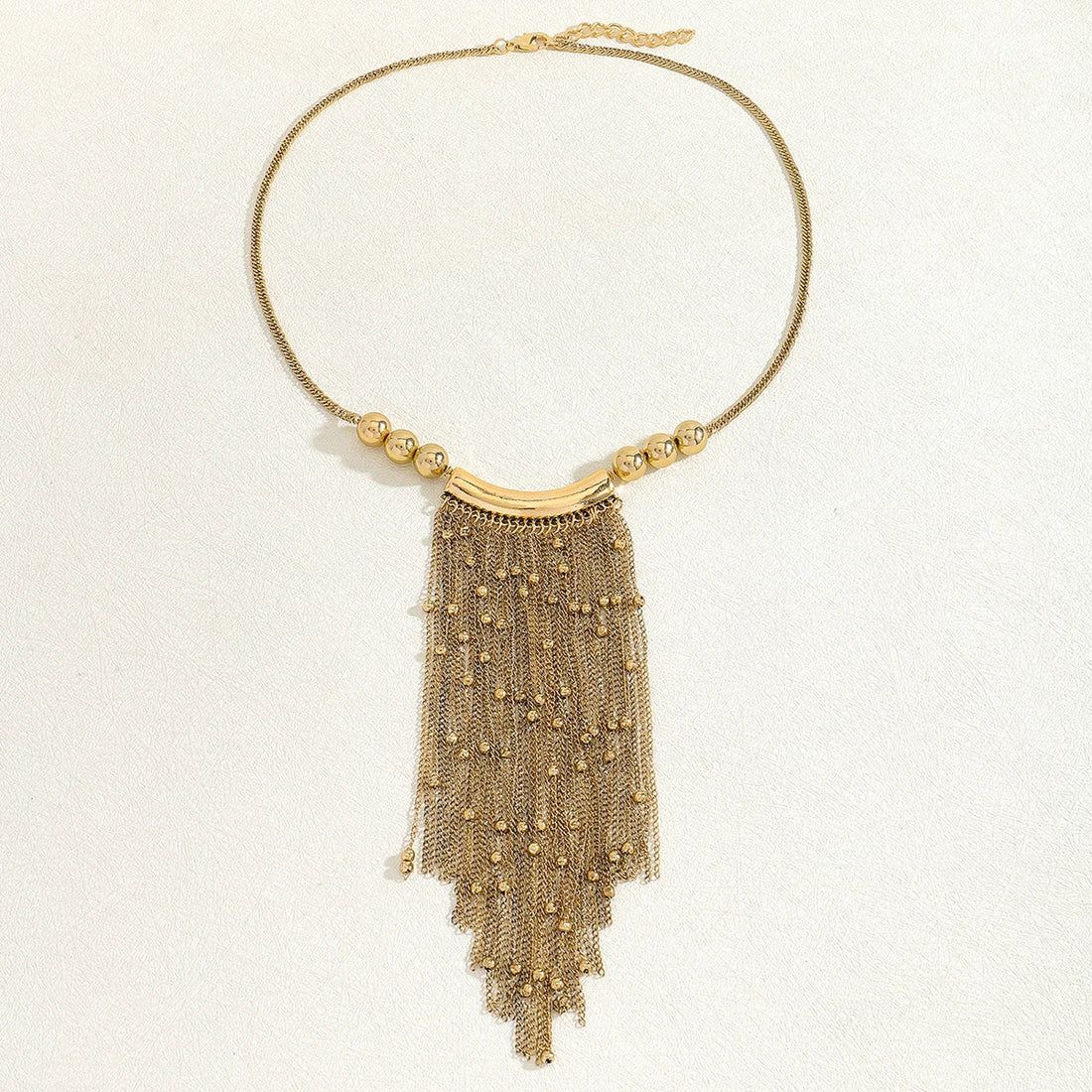 Beaded Tassel Statement Necklace