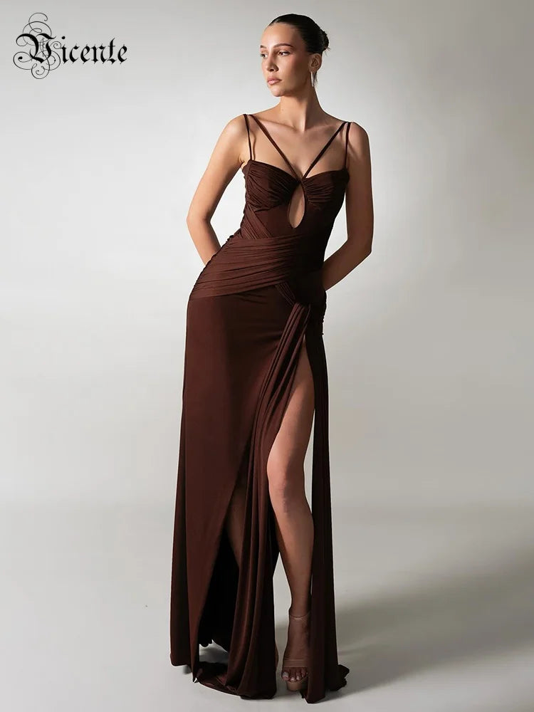 Draped High Slit Formal Dress