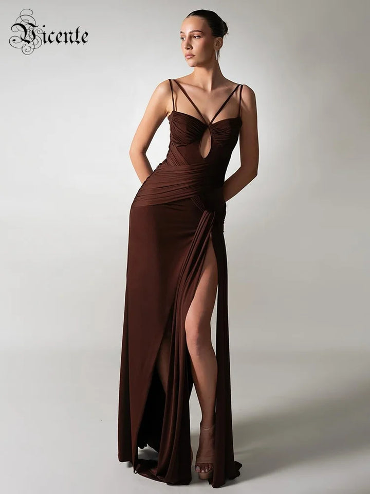 Draped High Slit Formal Dress