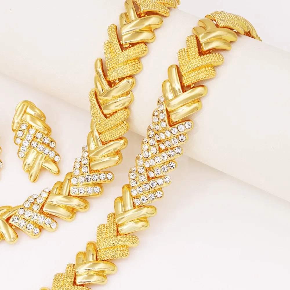Gold Plated Crystal Jewelry Set