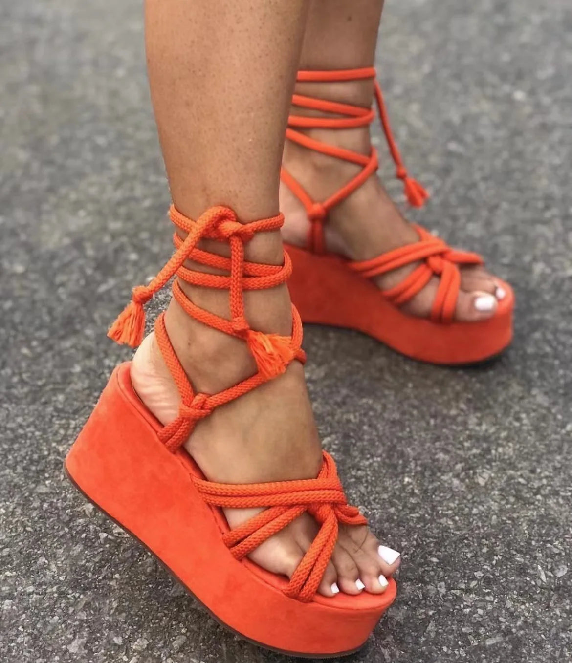 Strappy Platform Wedge Sandals
