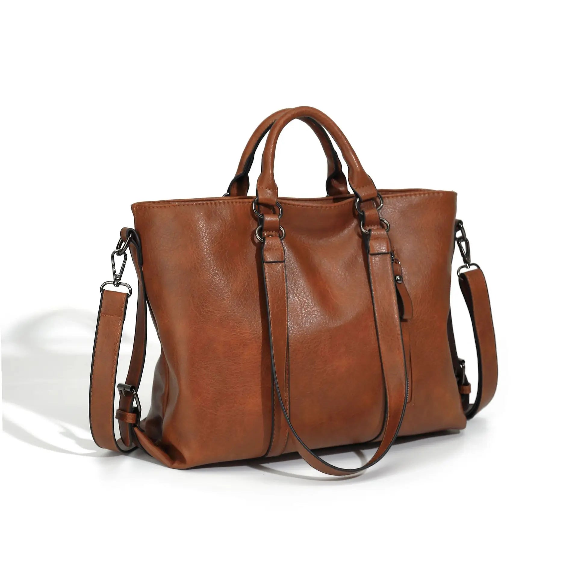 Retro Soft Leather Tote Handbag