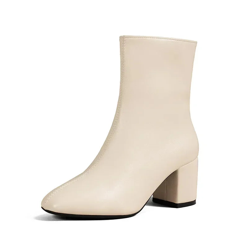 White Zipper Ankle Boots Women