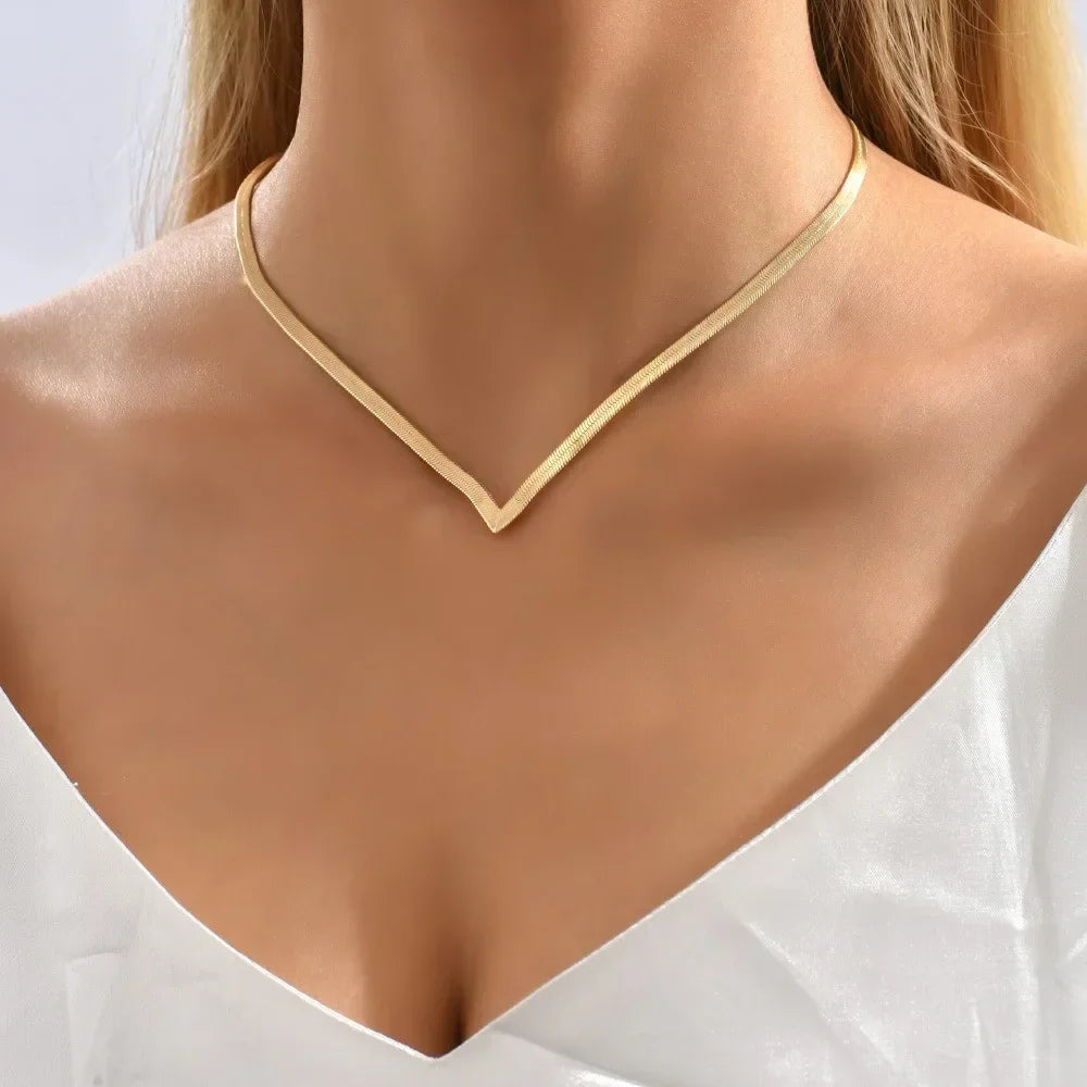 V Shape Chain Choker Necklace