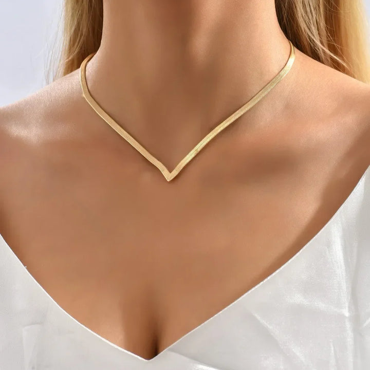 V Shape Chain Choker Necklace