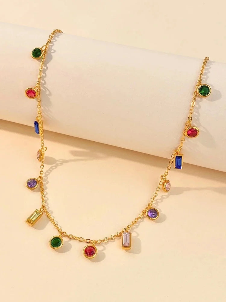 Zircon Necklace Bracelet Jewelry Set