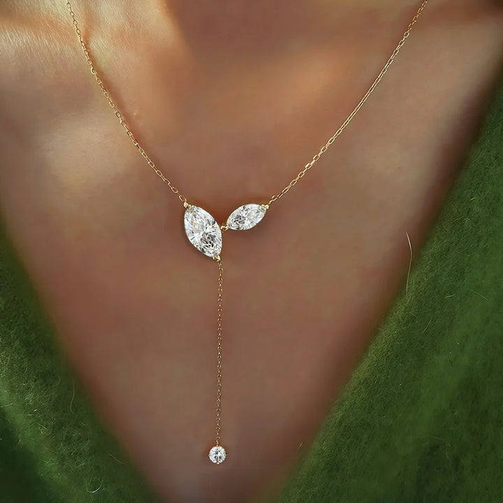 Marquise Cut Pendant Tassel Necklace