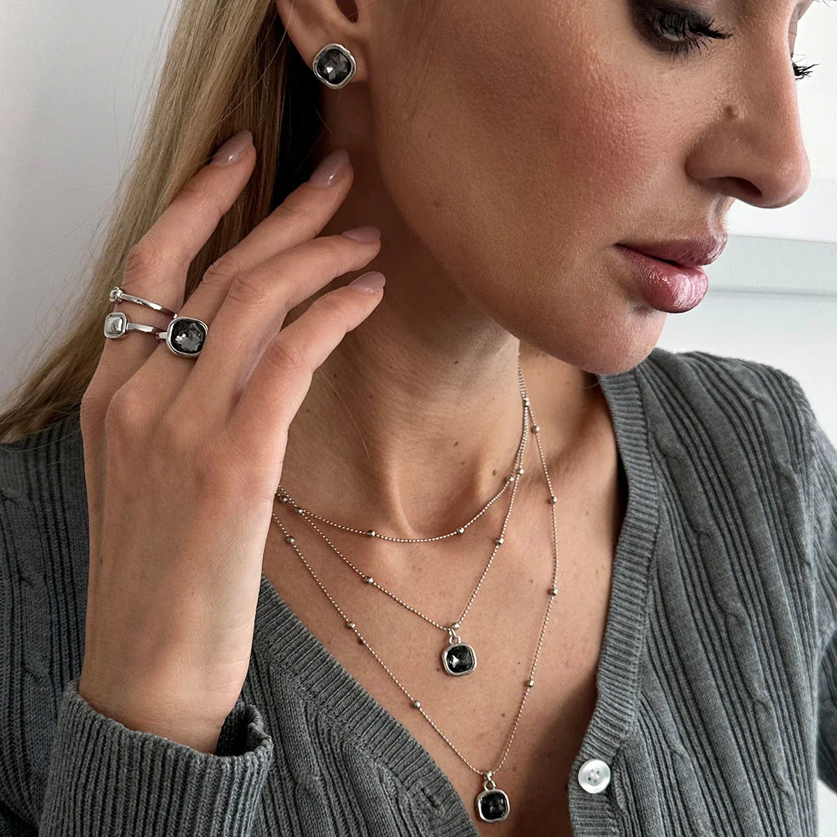 Rhinestone Pendant Jewelry Set Women