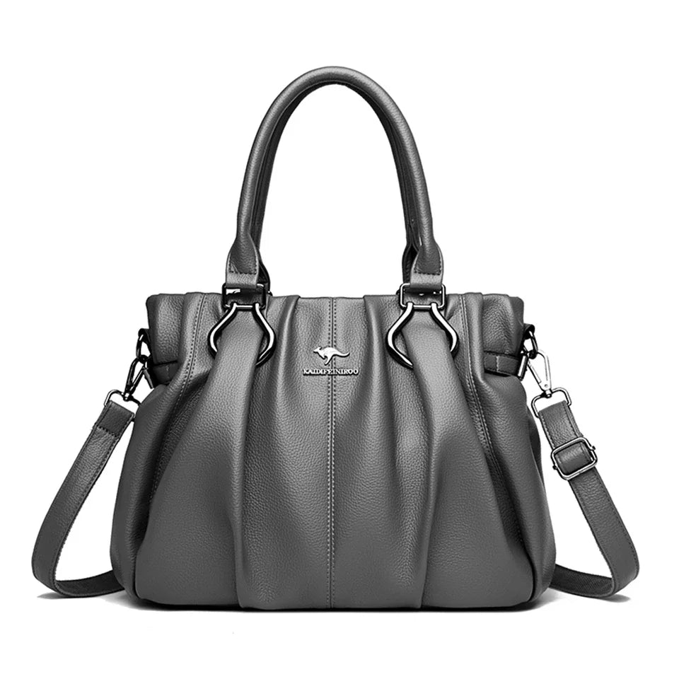 Soft Leather Commuter Tote Bag