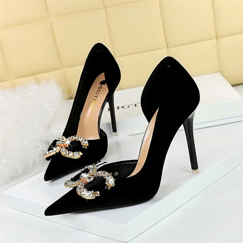 Rhinestone Bow Party Heel Pumps