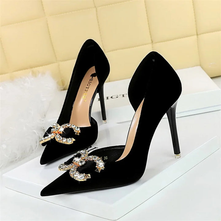 Rhinestone Bow Party Heel Pumps