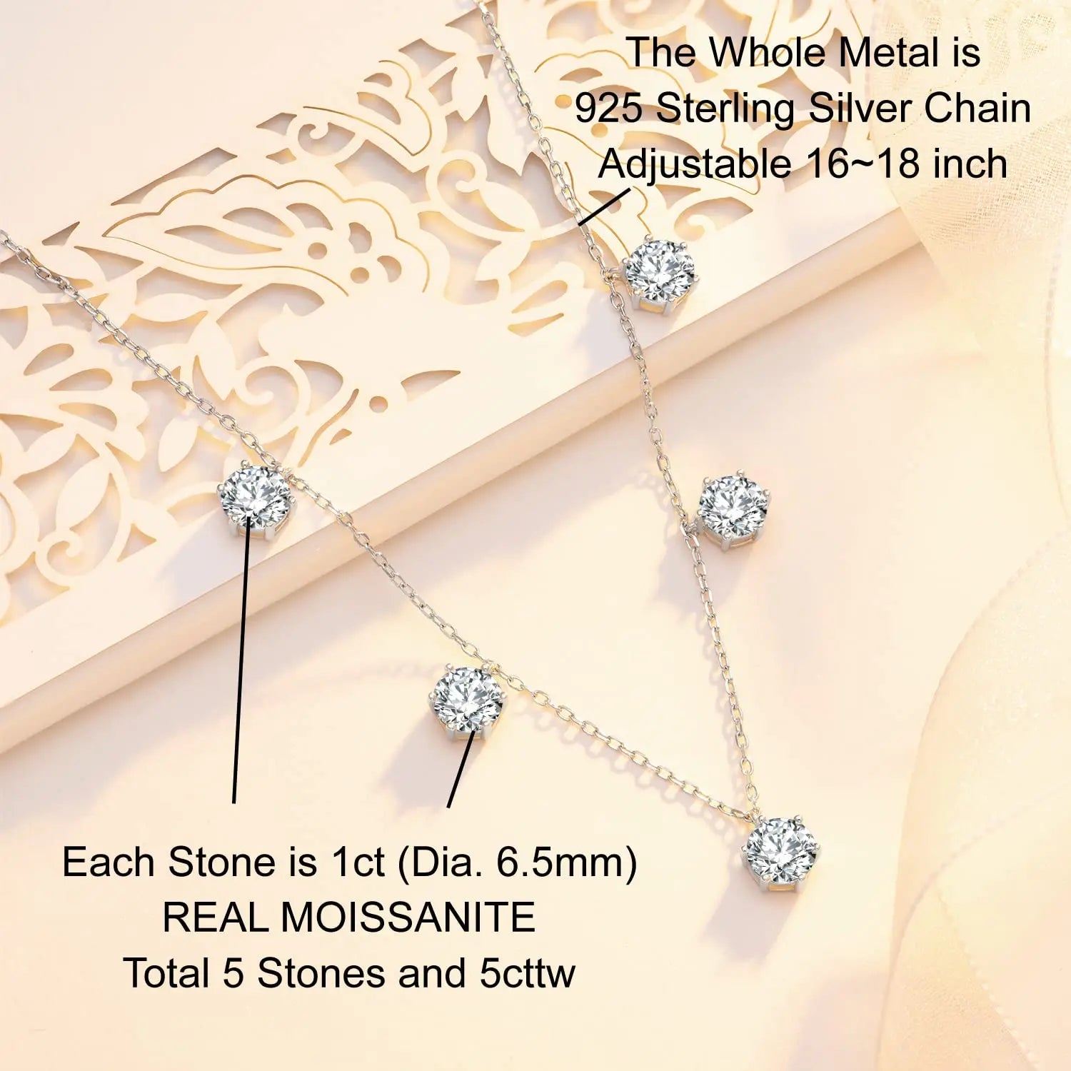 Moissanite Tennis Chain Necklace