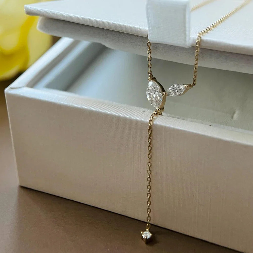 Marquise Cut Pendant Tassel Necklace