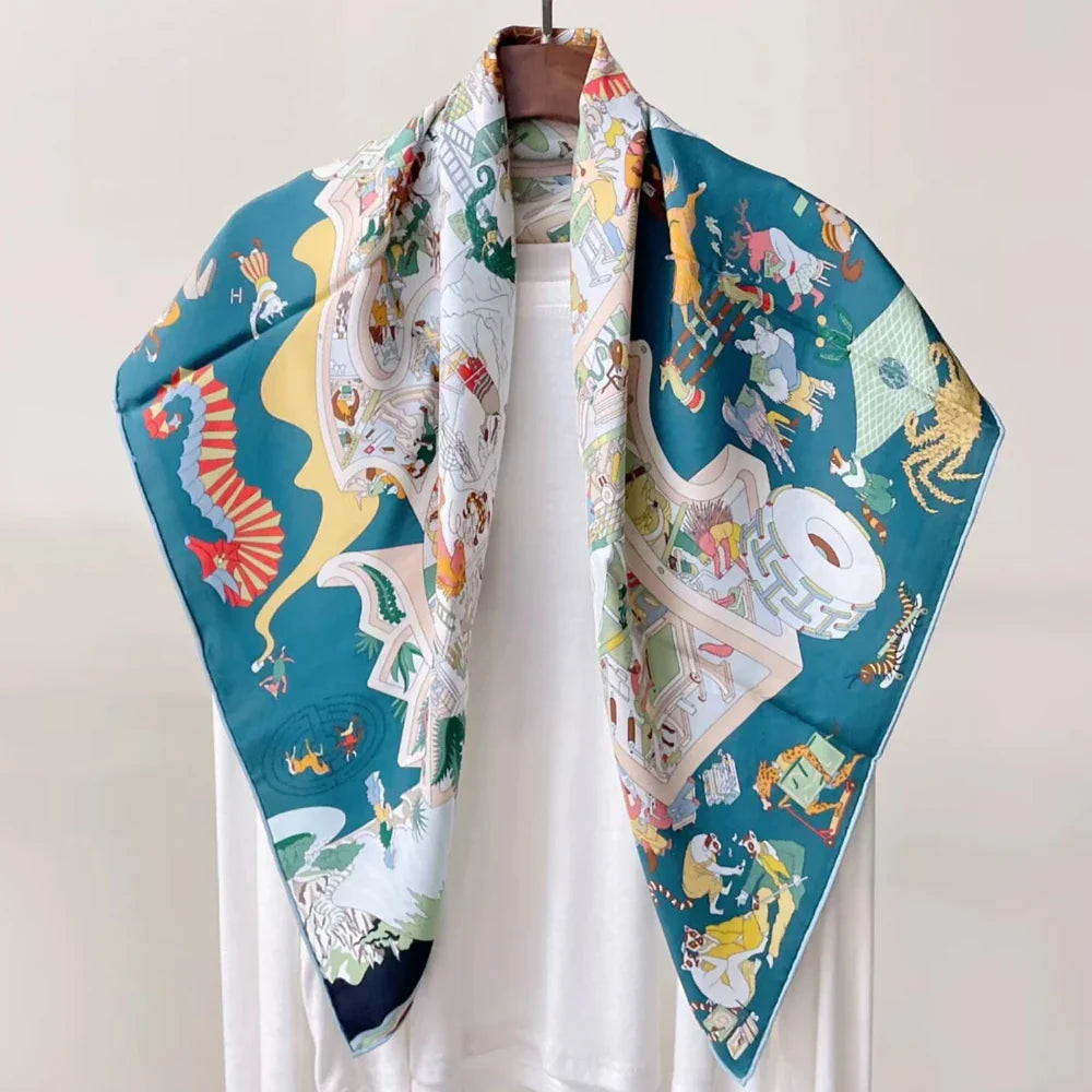 Zebra Print Silk Winter Scarf