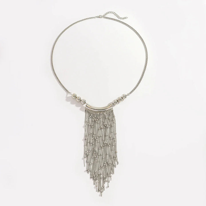 Beaded Tassel Statement Necklace