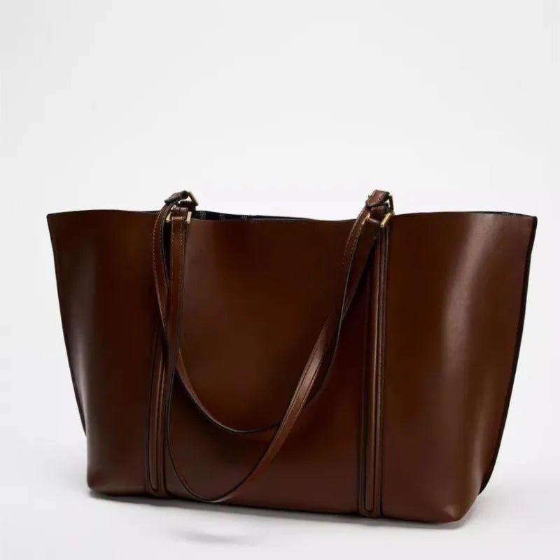 Minimalist Leather Tote Shoulder Bag