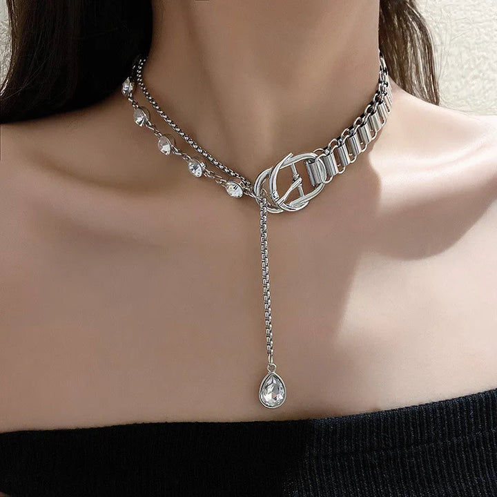 Geometric Crystal Pendant Necklace