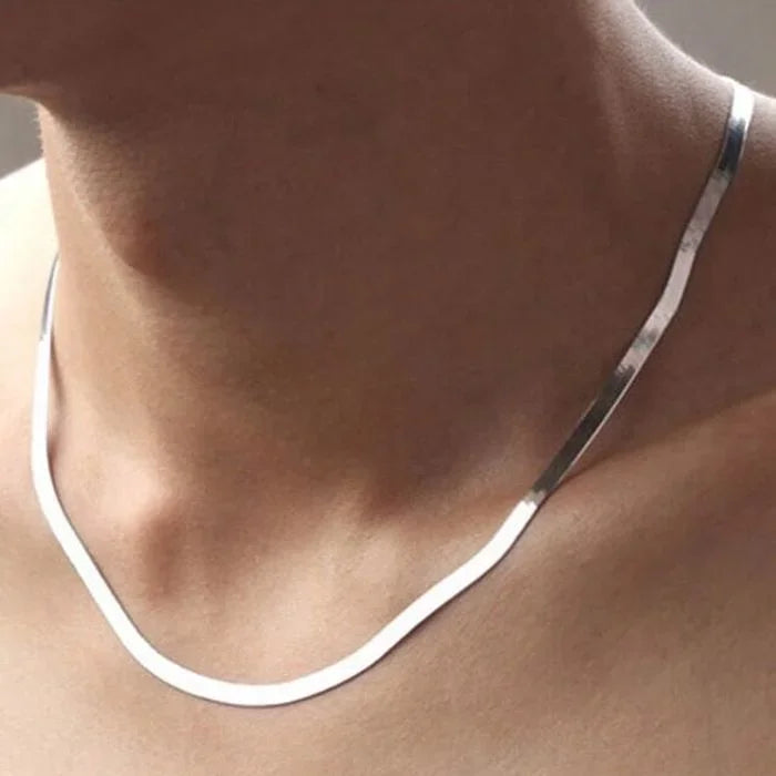 Flat Chain Choker Necklace Women
